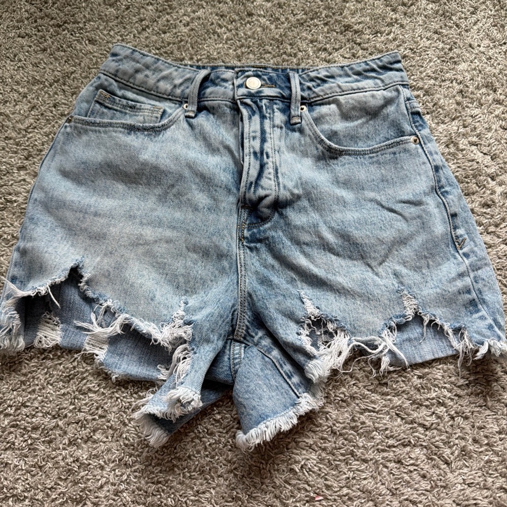 Good American Light Blue Distressed Jean Shorts